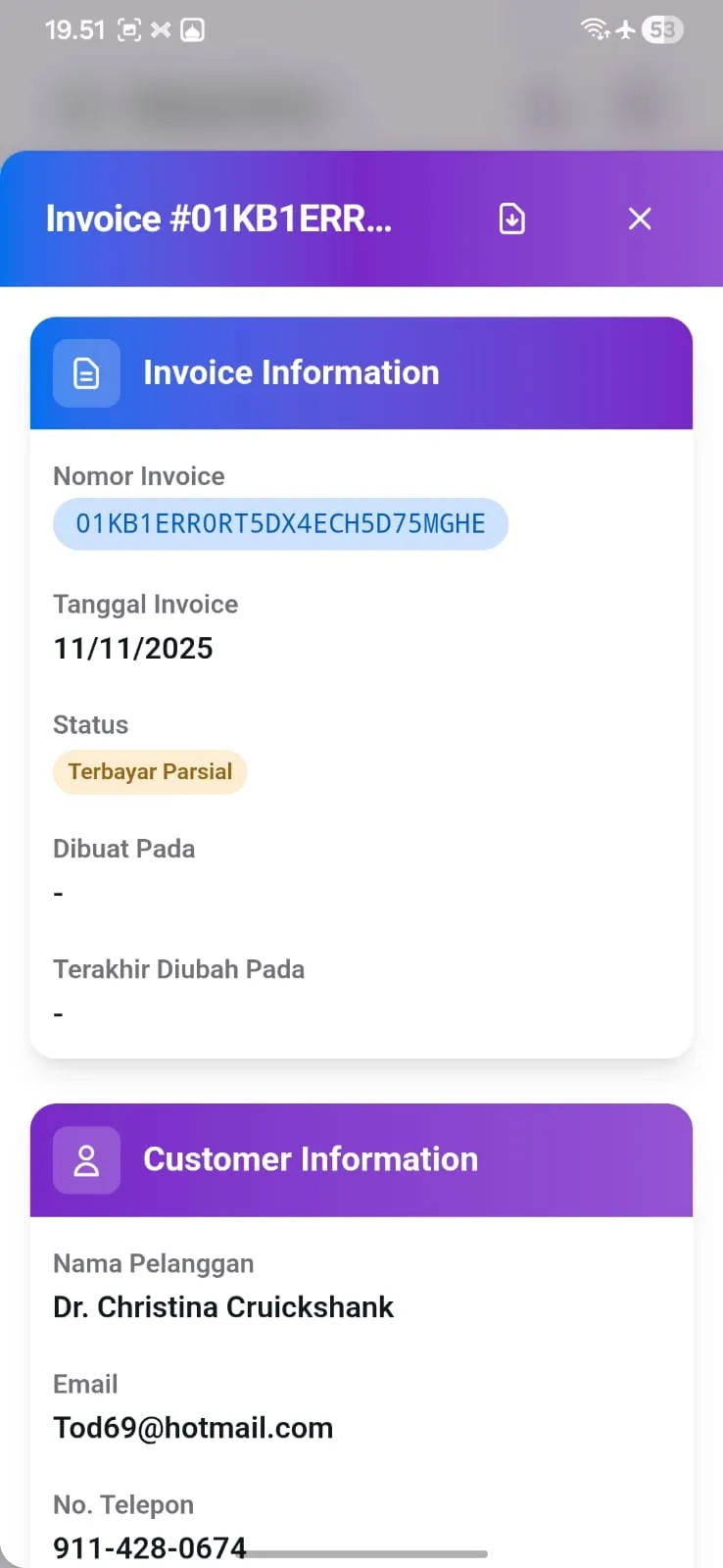 Tampilan Kasir Mobile